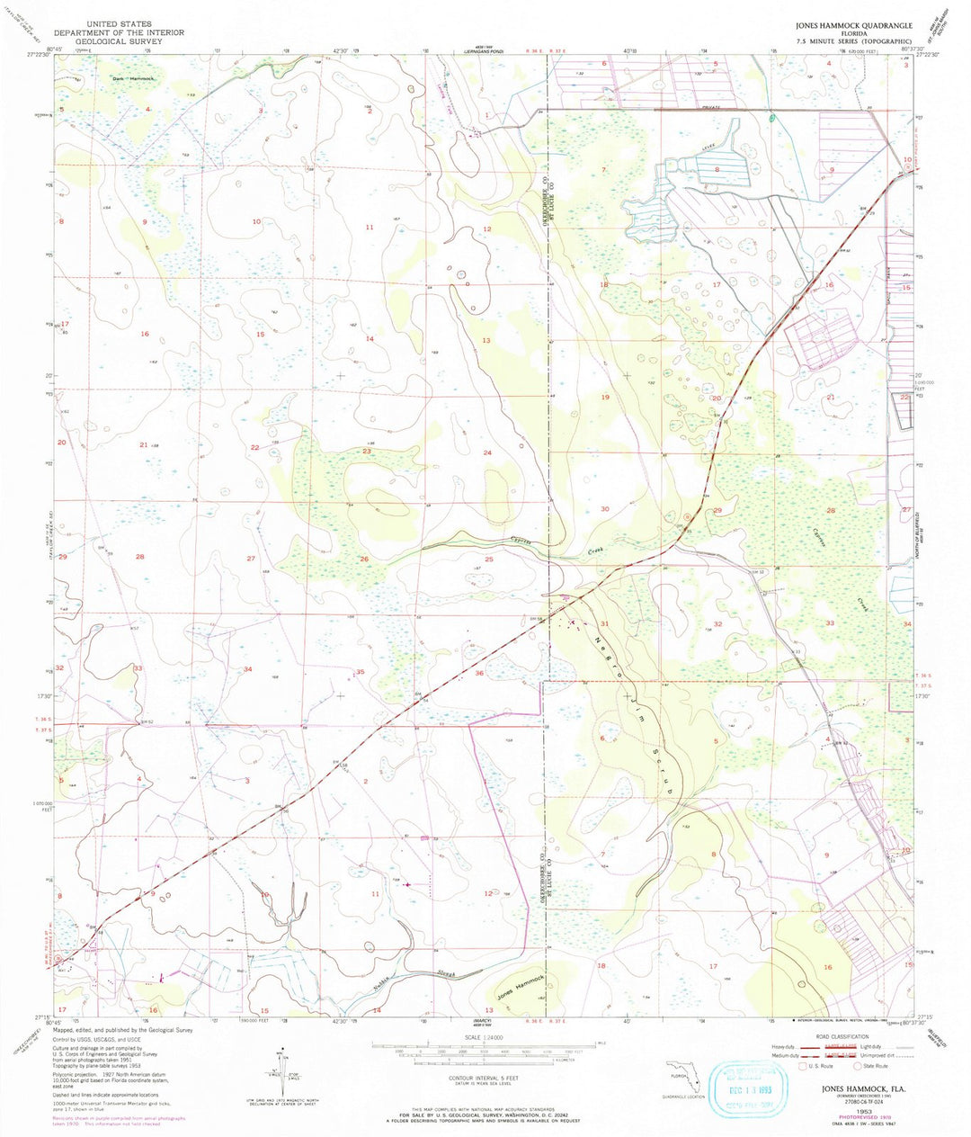 1953 Jones Hammock, FL - Florida - USGS Topographic Map
