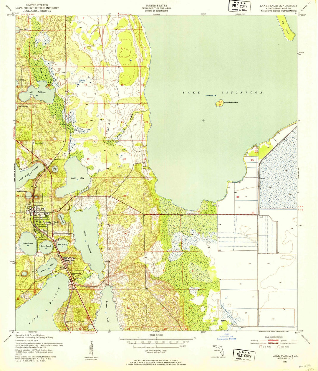 1952 Lake Placid, FL - Florida - USGS Topographic Map