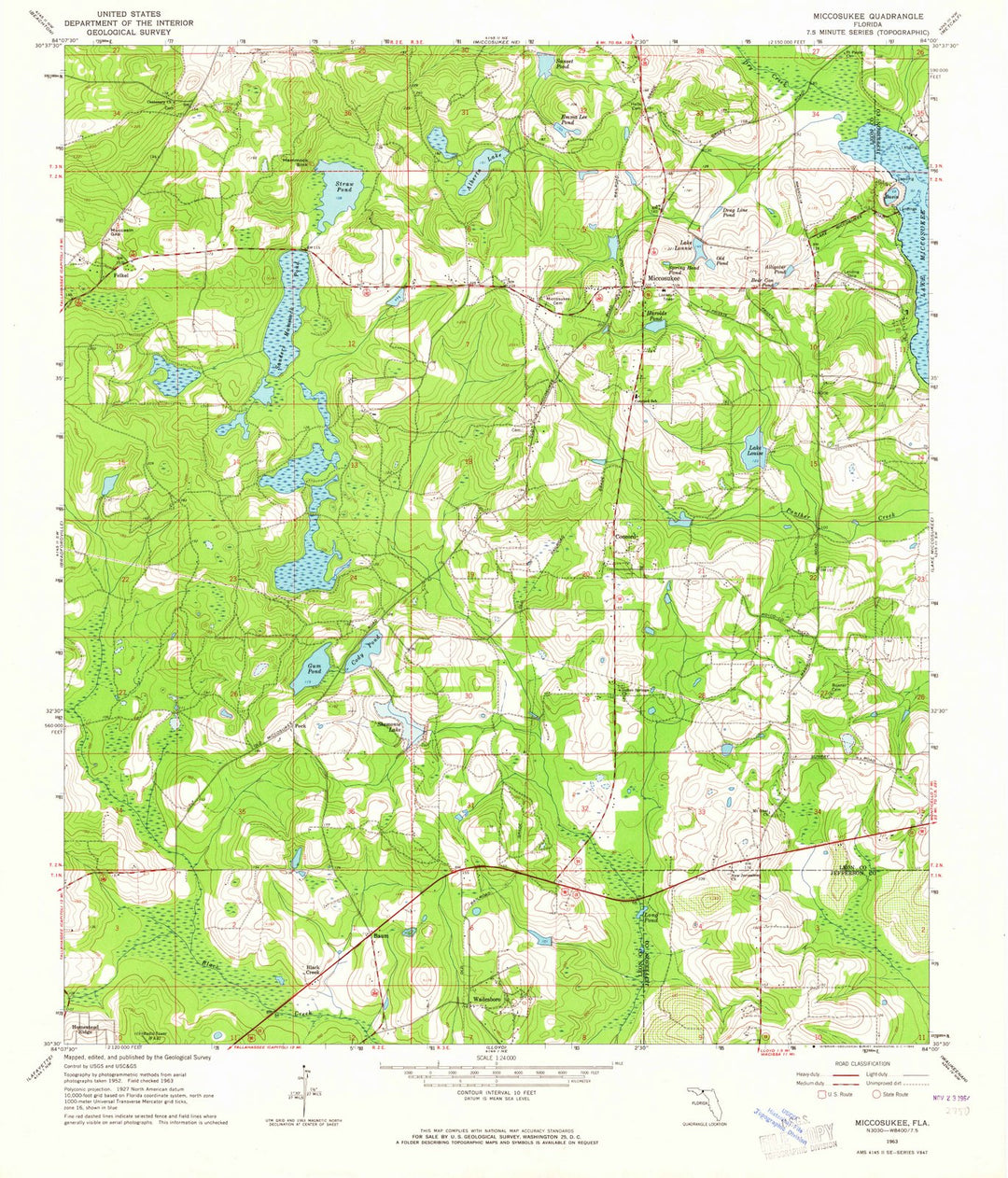 1963 Miccosukee, FL - Florida - USGS Topographic Map