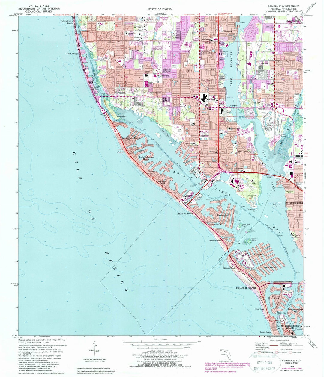 1974 Seminole, FL - Florida - USGS Topographic Map