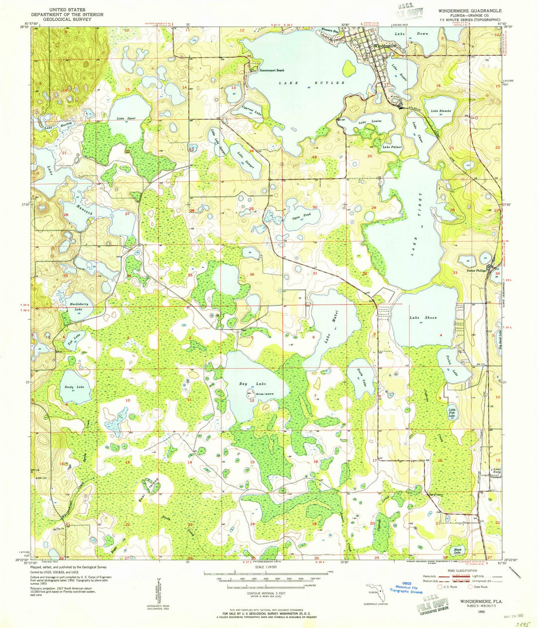 1953 Windermere, FL - Florida - USGS Topographic Map