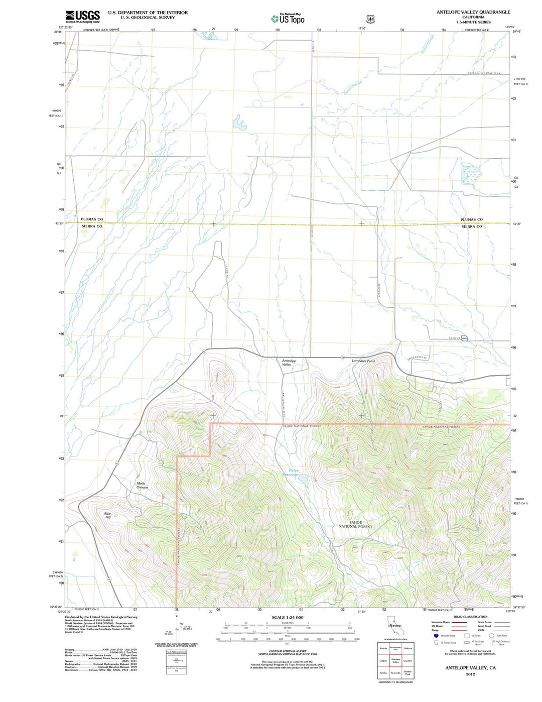 2012 Antelope Valley, CA - California - USGS Topographic Map