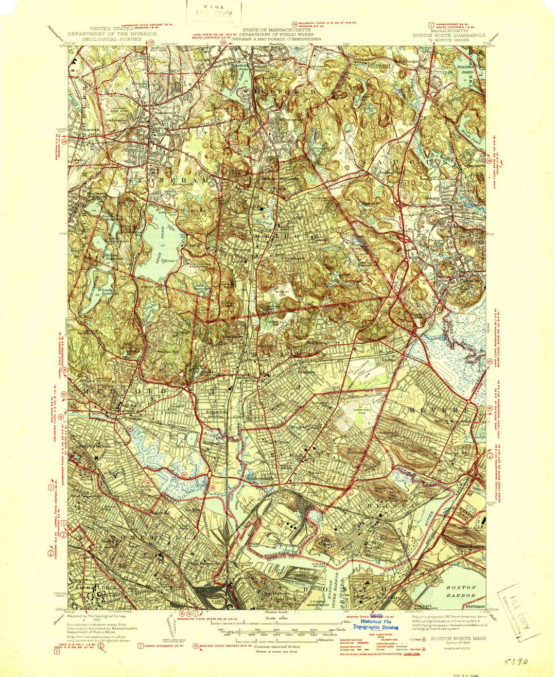 1946 Boston, MA - Massachusetts - USGS Topographic Map