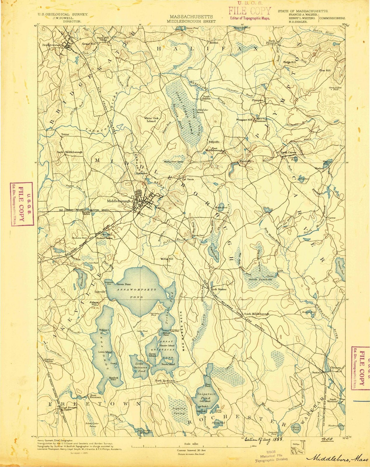 1888 Middleborough, MA - Massachusetts - USGS Topographic Map