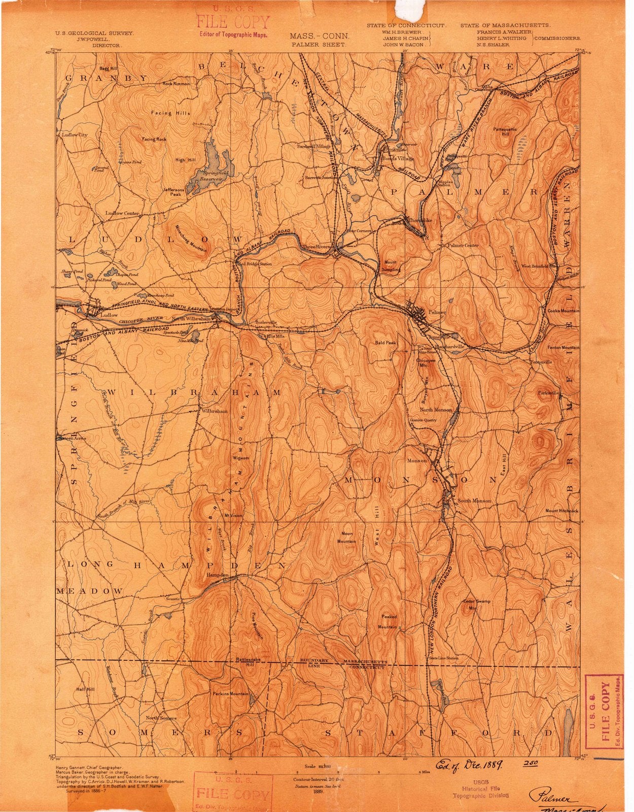 1889 Palmer, MA - Massachusetts - USGS Topographic Map