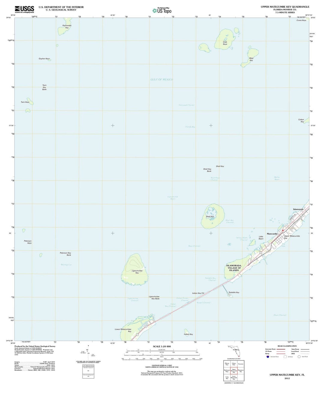 2012 Upper Matecumbe Key, FL - Florida - USGS Topographic Map