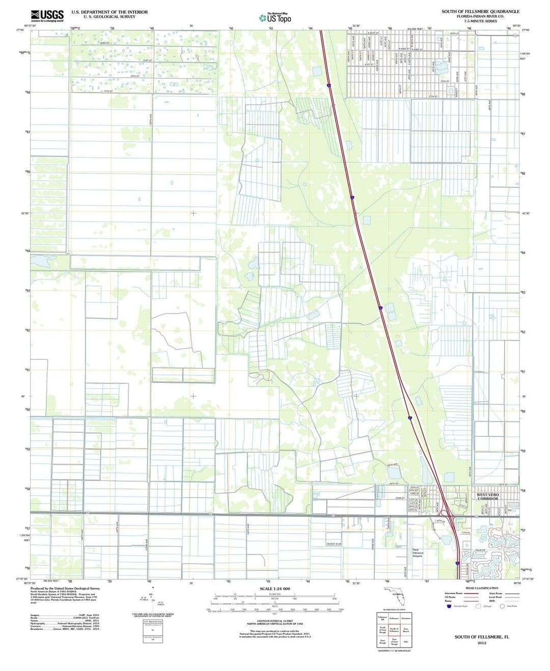 2012 South of Fellsmere, FL - Florida - USGS Topographic Map