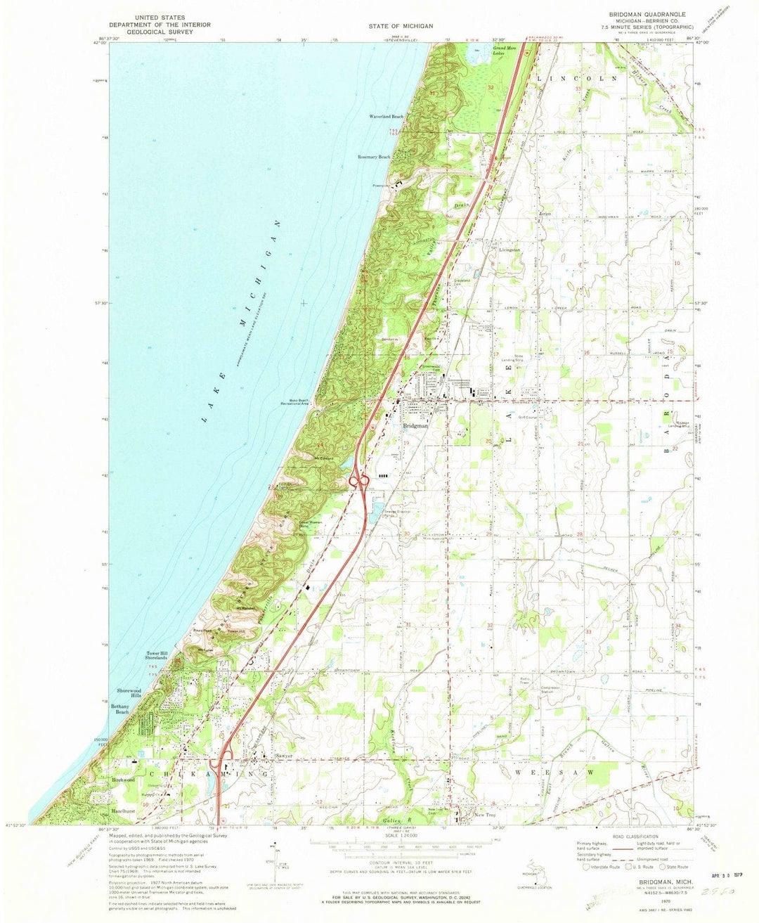 1970 Bridgman, MI - Michigan - USGS Topographic Map
