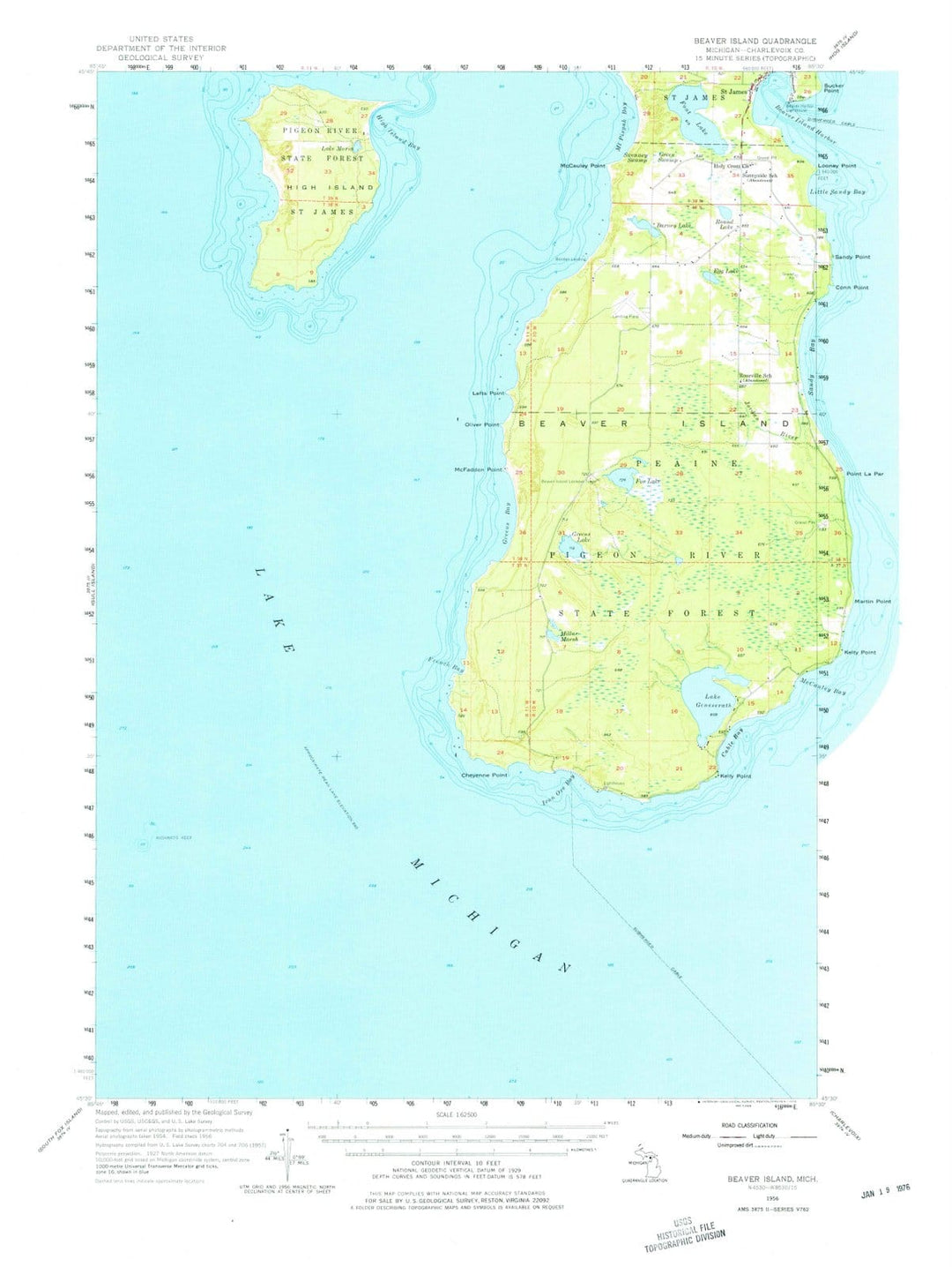 1956 Beaver Island, MI - Michigan - USGS Topographic Map