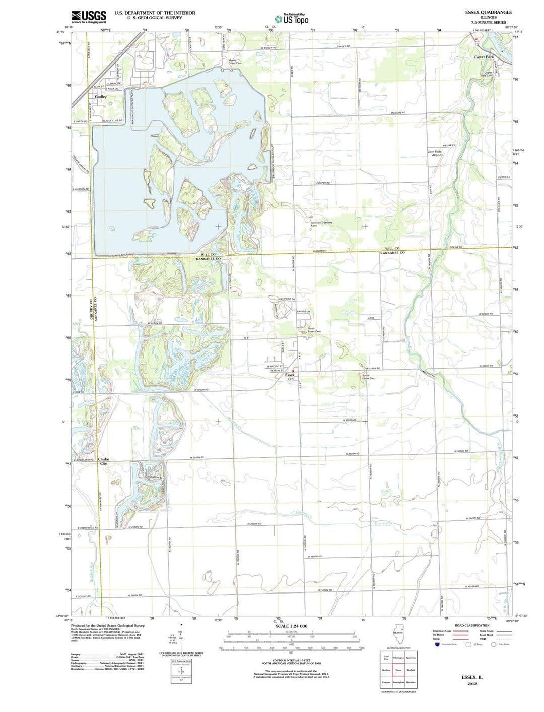 2012 Essex, IL - Illinois - USGS Topographic Map