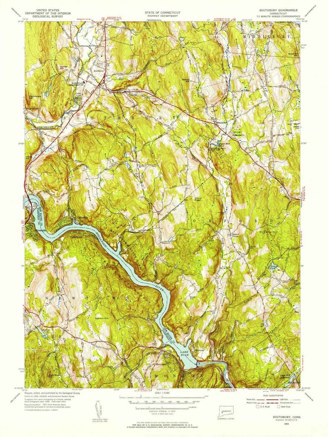 1953 Southbury, CT - Connecticut - USGS Topographic Map v2