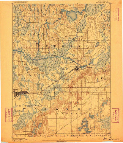 1892 Whitewater, WI - Wisconsin - USGS Topographic Map