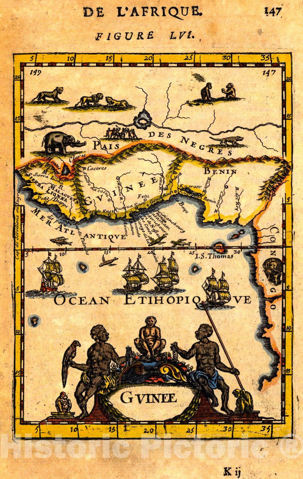 Historic Map : 1683 Guinee : Vintage Wall Art