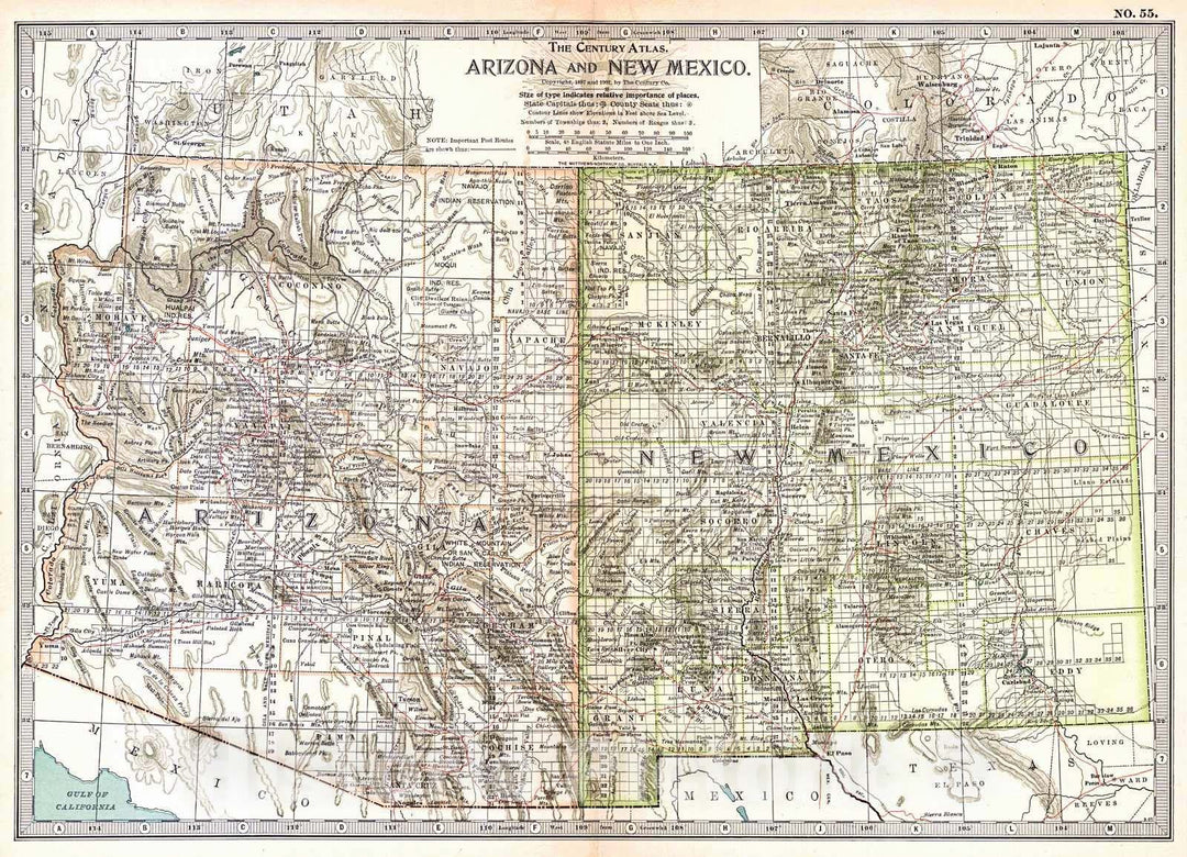 Historic Map : 1902 Arizona and New Mexico : Vintage Wall Art