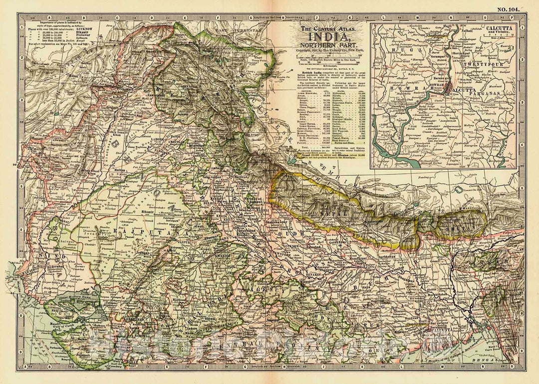 Historic Map : 1899 India, Northern Part : Vintage Wall Art