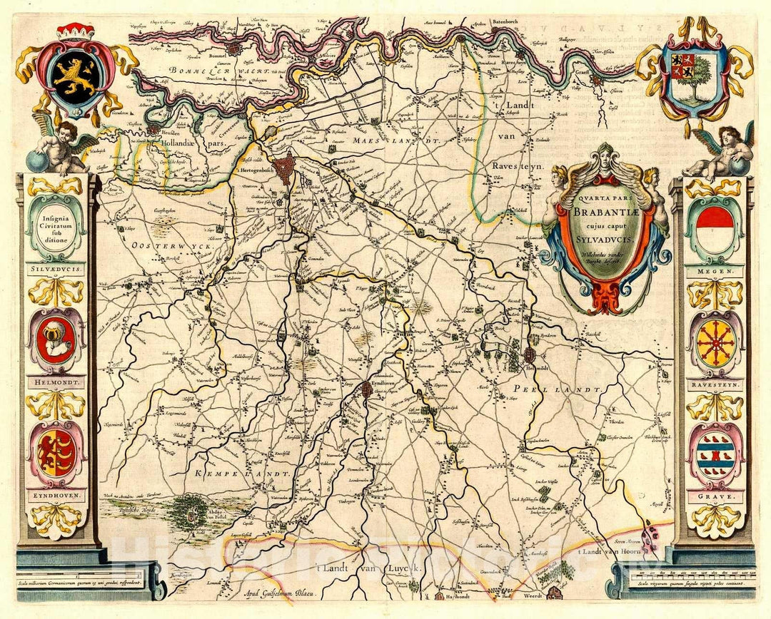 Historic Map : 1635 Quarta pars Brabantiae cujus caput Sylvaducis : Vintage Wall Art