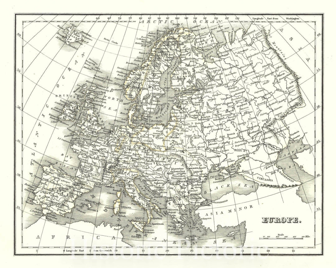Historic Map : 1835 Europe : Vintage Wall Art