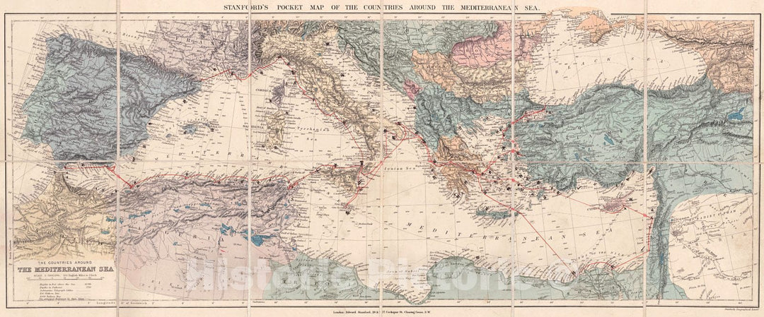 Historic Map : 1896 The Countries Around the Mediterranean Sea : Vintage Wall Art