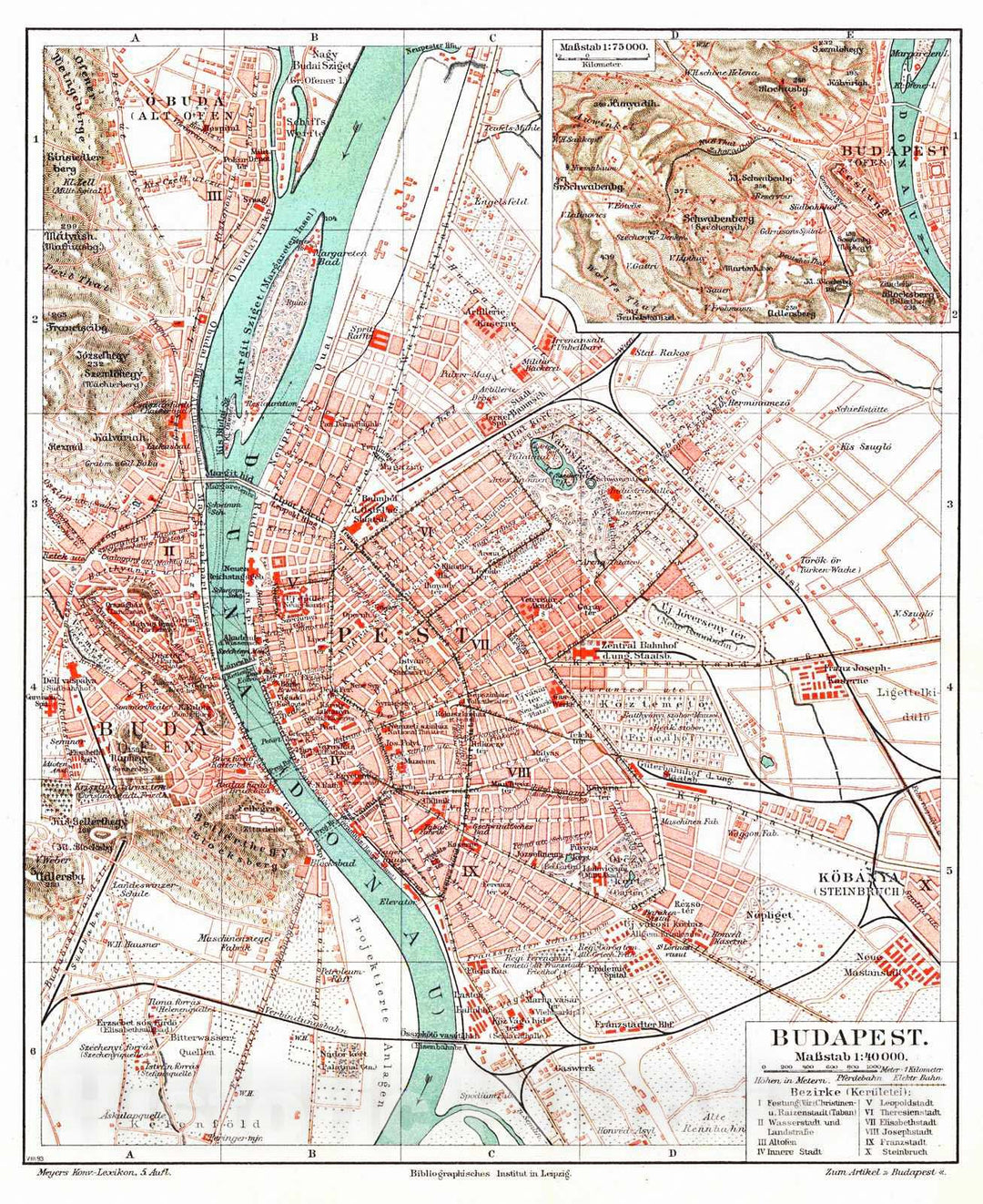 Historic Map : 1906 Budapest : Vintage Wall Art