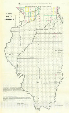 Historic Map : 1840 Diagram of the State of Illinois : Vintage Wall Art