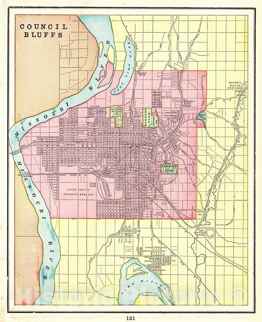 Historic Map : 1898 Council Bluff : Vintage Wall Art