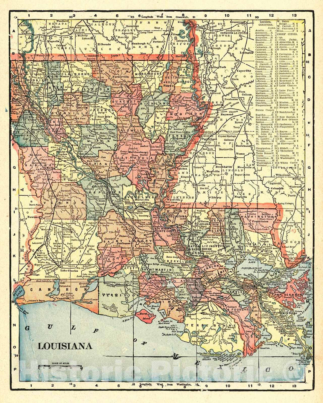 Historic Map : 1904 Louisiana : Vintage Wall Art