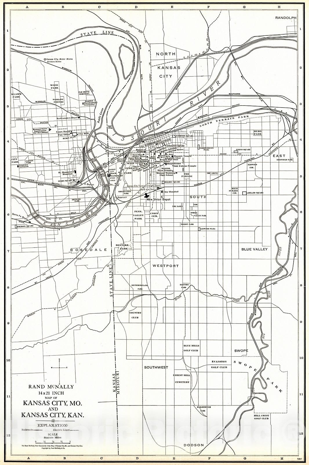 Historic Map : 1921 Kansas City and Vicinity : Vintage Wall Art
