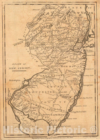 Historic Map : 1799 State of New Jersey : Vintage Wall Art
