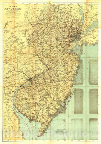 Historic Map : 1889 The State of New Jersey : Vintage Wall Art