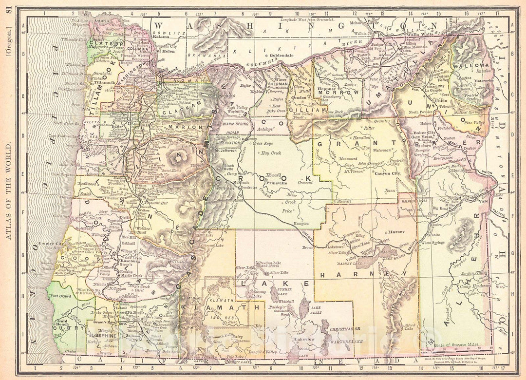 Historic Map : 1893 Oregon : Vintage Wall Art