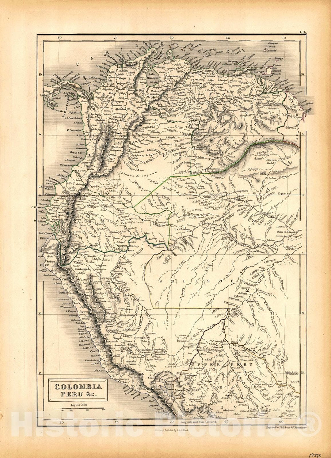Historic Map : 1847 Columbia, Peru, etc. : Vintage Wall Art