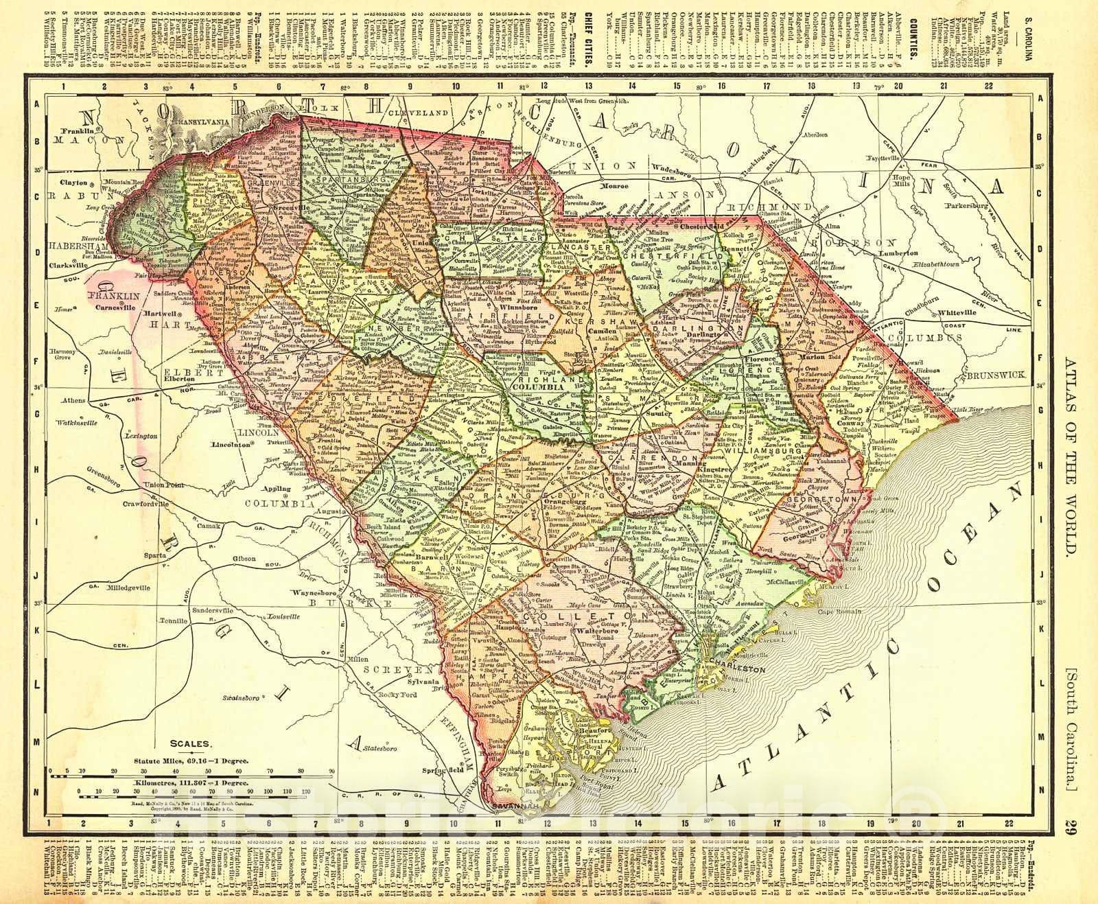 Historic Map : 1895 South Carolina : Vintage Wall Art – Historic Pictoric