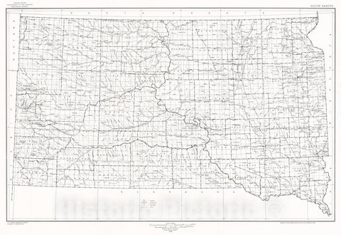 Historic Map : 1940 State of South Dakota : Vintage Wall Art