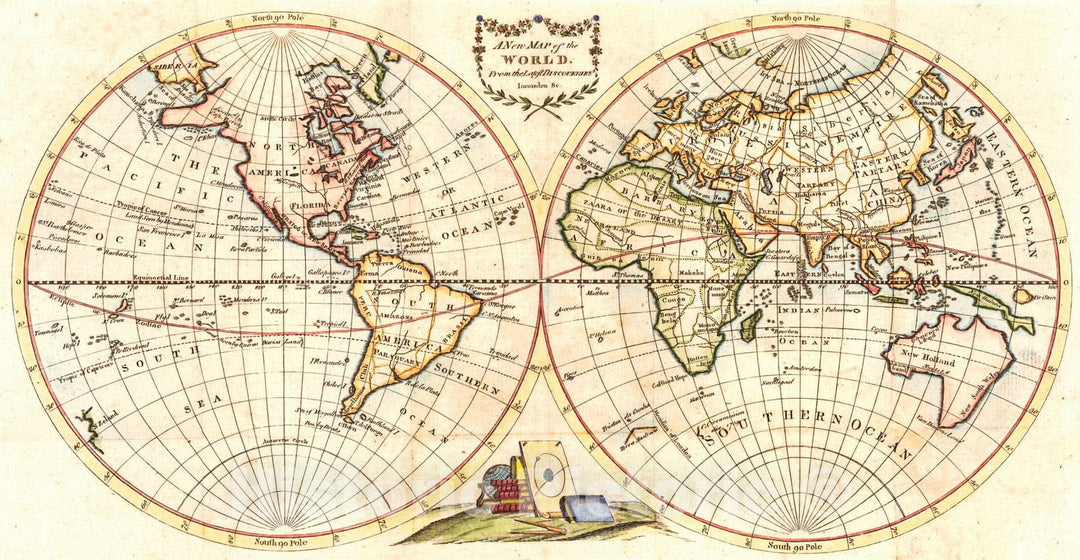 Historic Map : 1785 A New Map of the World : Vintage Wall Art