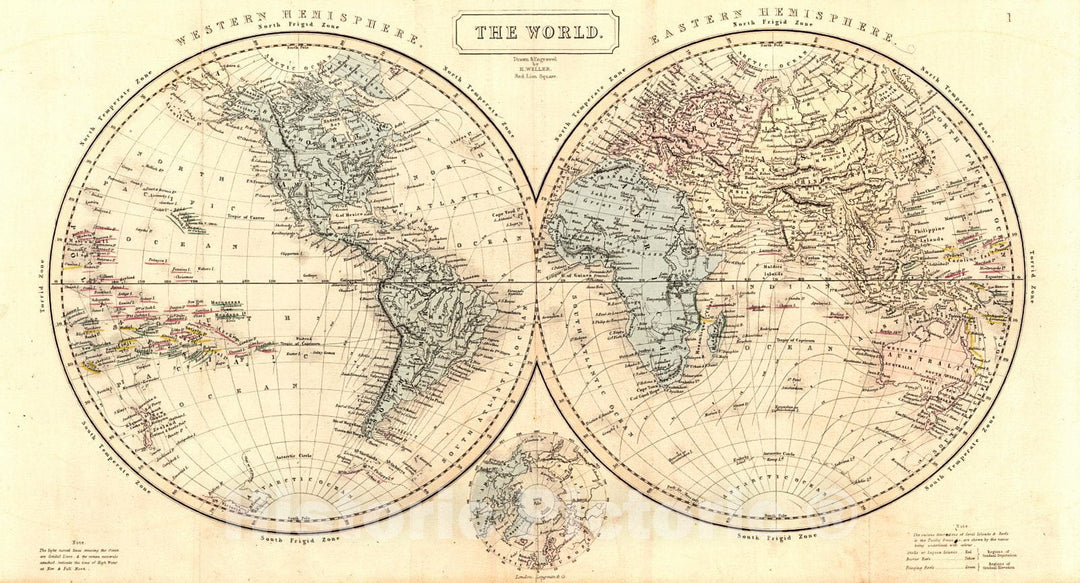 Historic Map : 1861 The World : Vintage Wall Art
