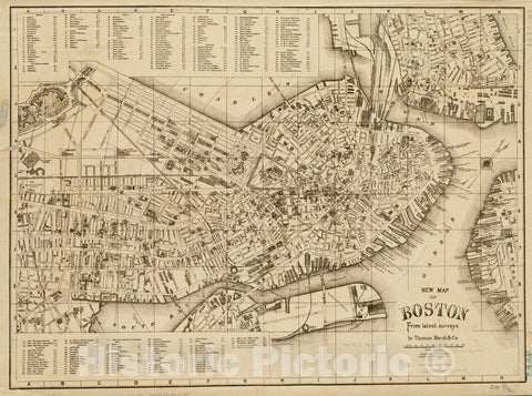 Historical Map, ca. 1881 New map of Boston from Latest surveys, Vintage Wall Art