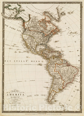 Historical Map, 1823 Karte von America, Vintage Wall Art