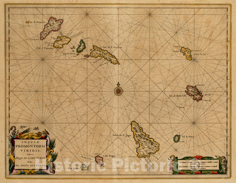 Historical Map, 1662-1673 Insulae Promontorii Viridis, Hispanis, Issas Cabo Verde, Belgis, De Soute Eylanden, Vintage Wall Art