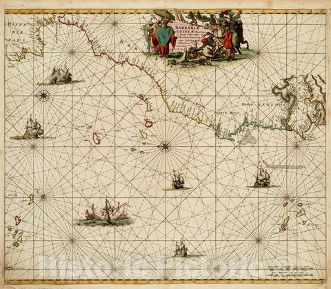 Historical Map, 1675 Barbariae et Guineae maritimi a freto Gibraltar ad fluvium Gambiae Cum Insulis Salfis Flandrisis et Canaricis, Vintage Wall Art