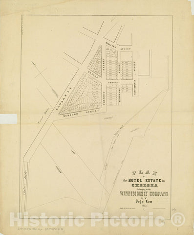 Historical Map, 1853 Plan of The Hotel Estate in Chelsea Belonging to The Winnisimmet Company, Vintage Wall Art