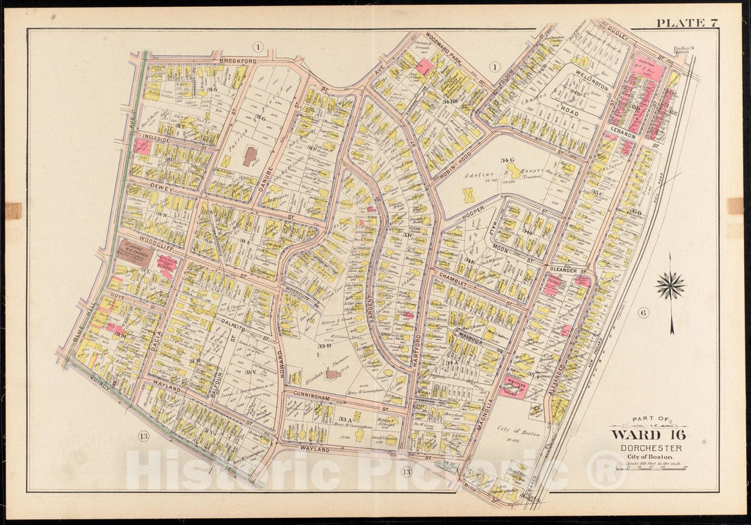 Historical Map, 1904 Atlas of The City of Boston, Dorchester, Mass. : Plate 7, Vintage Wall Art