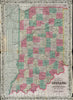 Historical Map, 1869 Colton's map of the state of Indiana : compiled from the United States surveys & other authentic sources ; exhibiting sections, fractional sections, Vintage Wall Art