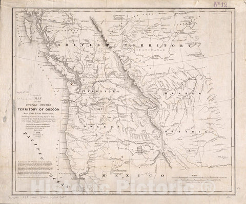 Historical Map, 1838 Map of The United States, Territory of Oregon, west of The Rocky Mountains, exhibiting The Various Trading depots or forts, Vintage Wall Art