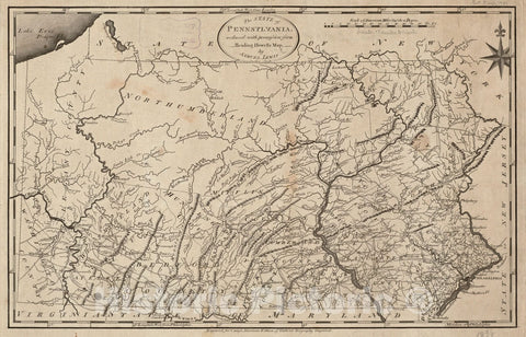 Historical Map, 1795 The State of Pennsylvania, Vintage Wall Art