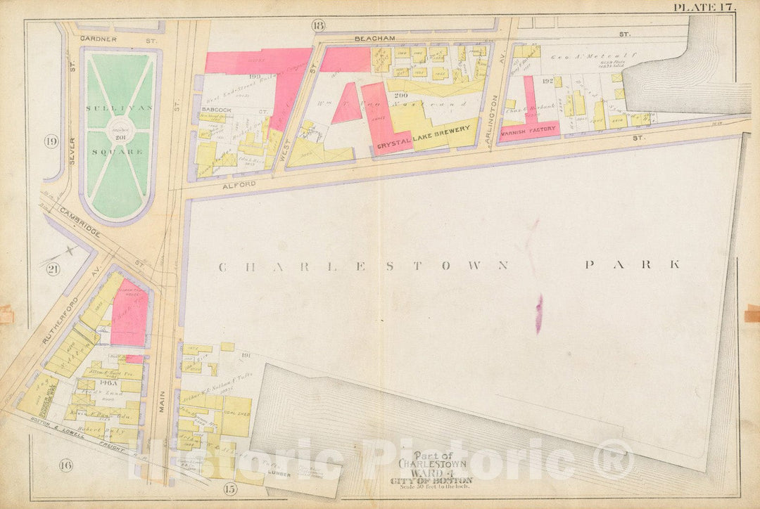Historical Map, 1892 Atlas of The City of Boston : Charlestown : Plate 17, Vintage Wall Art