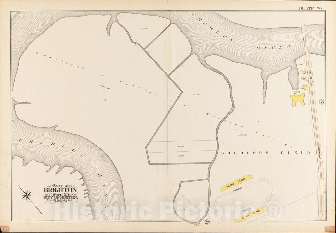 Historical Map, 1897 Atlas of The City of Boston, Brighton : Plate 29, Vintage Wall Art