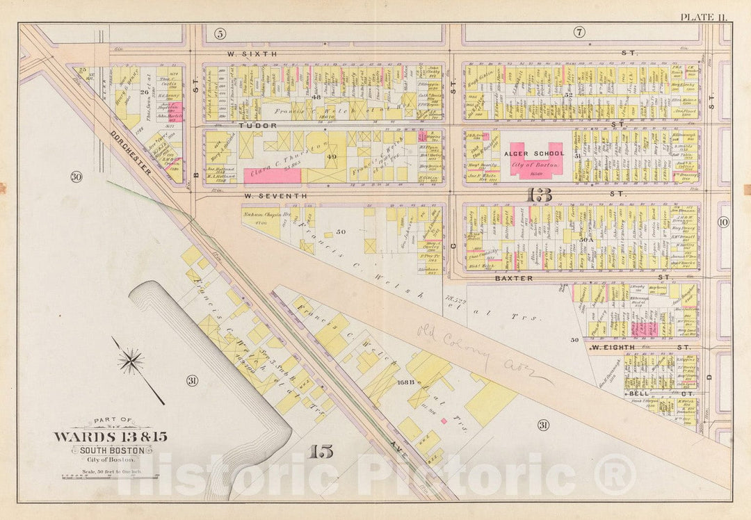 Historical Map, 1899 Atlas of The City of Boston, South Boston : Plate 11, Vintage Wall Art