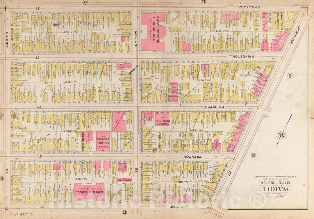 Historical Map, 1901 Atlas of The City of Boston, East Boston : Plate 15, Vintage Wall Art