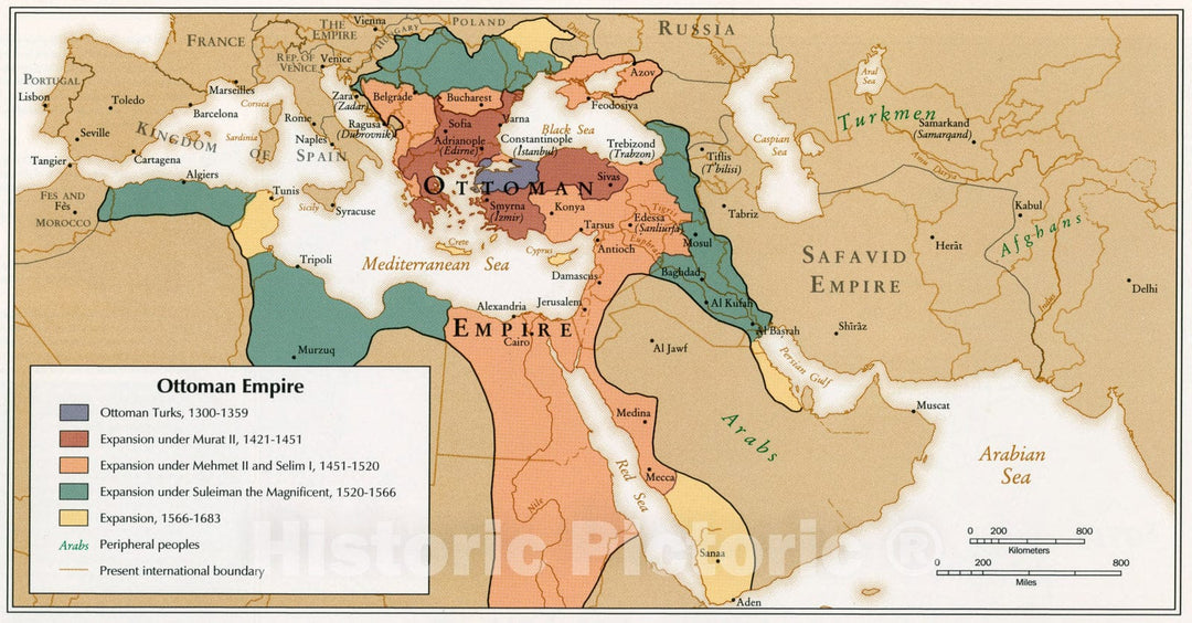 Historical Map, 1993 Ottoman Empire, Vintage Wall Art