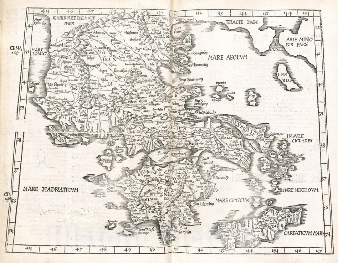 Historical Map, 1525 Tabula X Europae, Vintage Wall Art